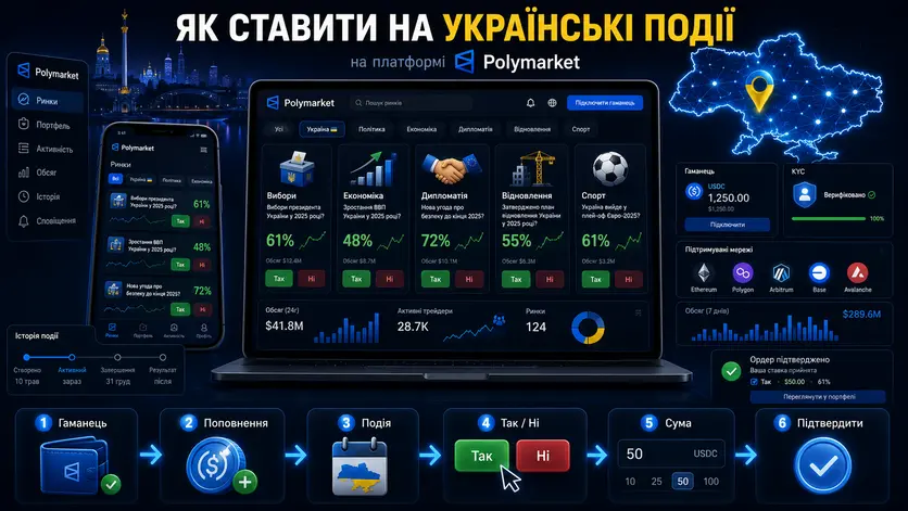 Як ставити на українські події на Полімаркет — покрокова інструкція